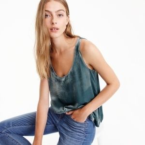NWT J. Crew Velvet Tank Top in Gentle Sea, XXS